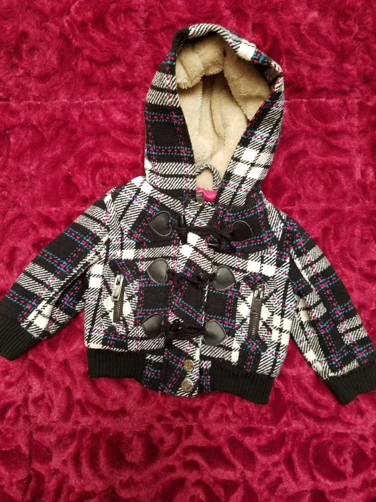 DOLLHOUSE GIRLS 12M PLAID HOODED COAT