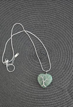 Crystal Jewelry Green Aventurine Heart Tree of Life Necklace