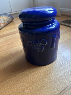 Cobalt Blue Ceramic Dog Treat Jar