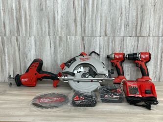 MILWAUKEE COMBO SET Impact, Hammer Drill & Saw (PO1020409) -Brand New