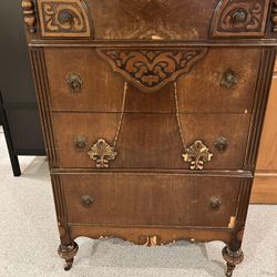 Late Victorian Oak Dresser high boy casters 44.5”