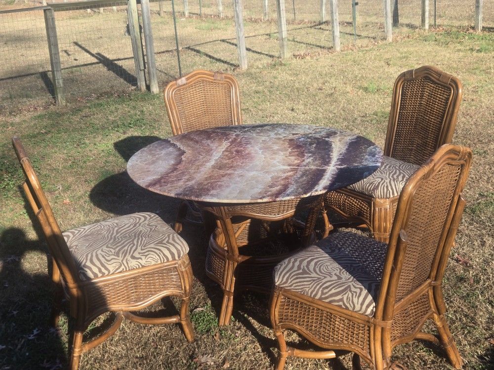 Braxton Culler Rattan Wicker 6 Piece Dark Brown Dining Set