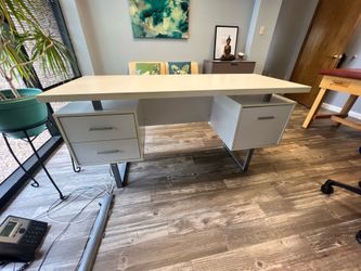 Matching modern desk and bookshelf