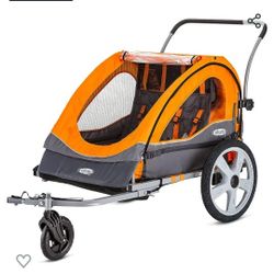 Instep Quick-N-EZ Double Tow Behind Bike Trailer for Toddlers, Kids, Converts to Stroller, Jogger, 2-in-1 Canopy, Universal Bicycle Coupler, Folding F