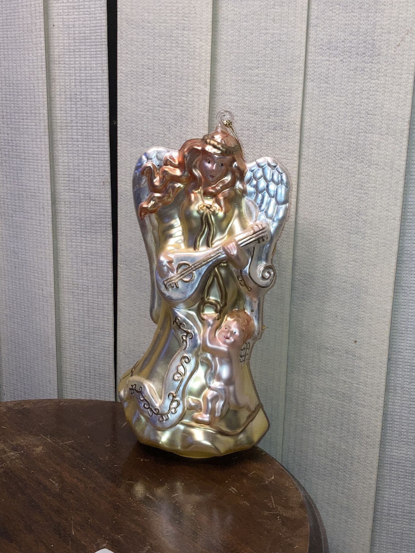 Large Blown Mercury Glass Angel Ornament