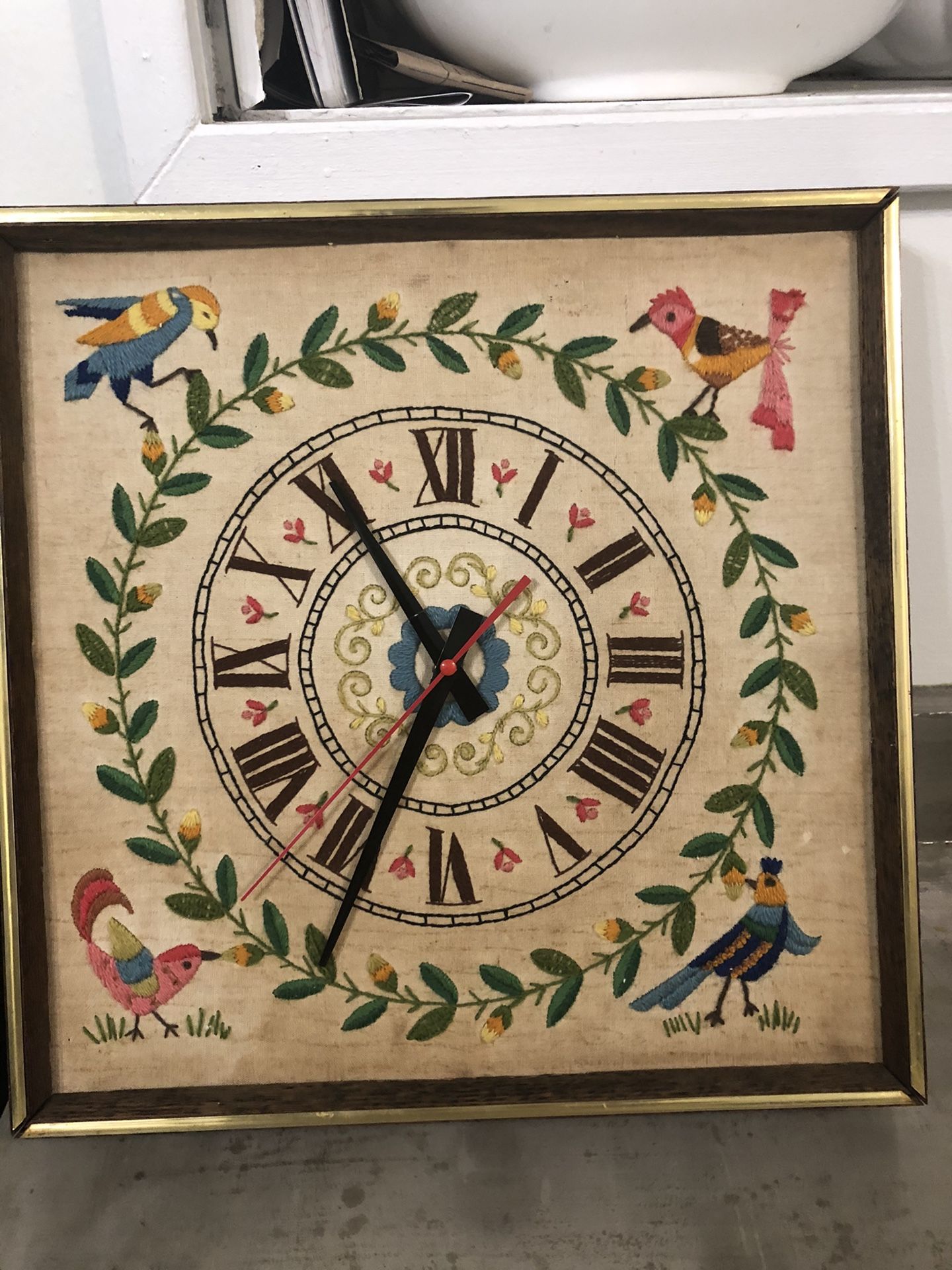 Vintage Embroidered Clock