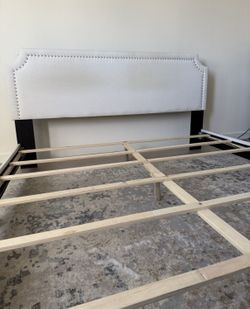 King Bed Frame - beige linen
