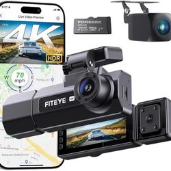 Fiteye 3 Channel 4k Dash Cam Imx335 Starvis Sensor, 4k+2k Front/rear