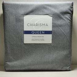 CHARISMA 6 Piece Queen Grey Sheet Set New