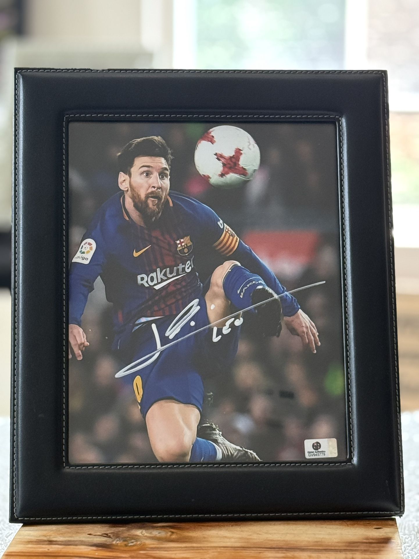 Authentic Leo Messi Signed 10x14 Framed Picture- Authenticated And COA.