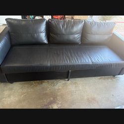 Modern Black Faux Leather Sleeper Sofa – Converts to Bed