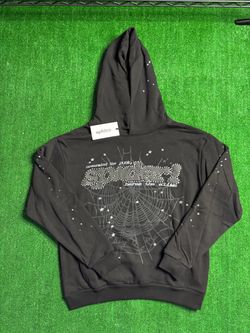 Sp5der Black Hoodie Spider Web Graphic