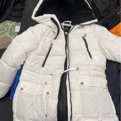 Bebe White Coat Large NEW