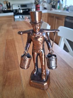 Vintage Hummel Hamburg Mors Metal Figure Depicts Man Carrying Water Buckets