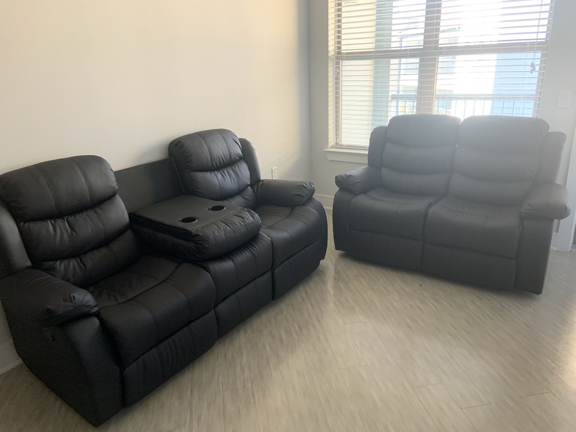 Movie style leather couches