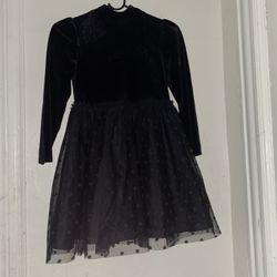 Girls Black Velvet and Tulle Dress