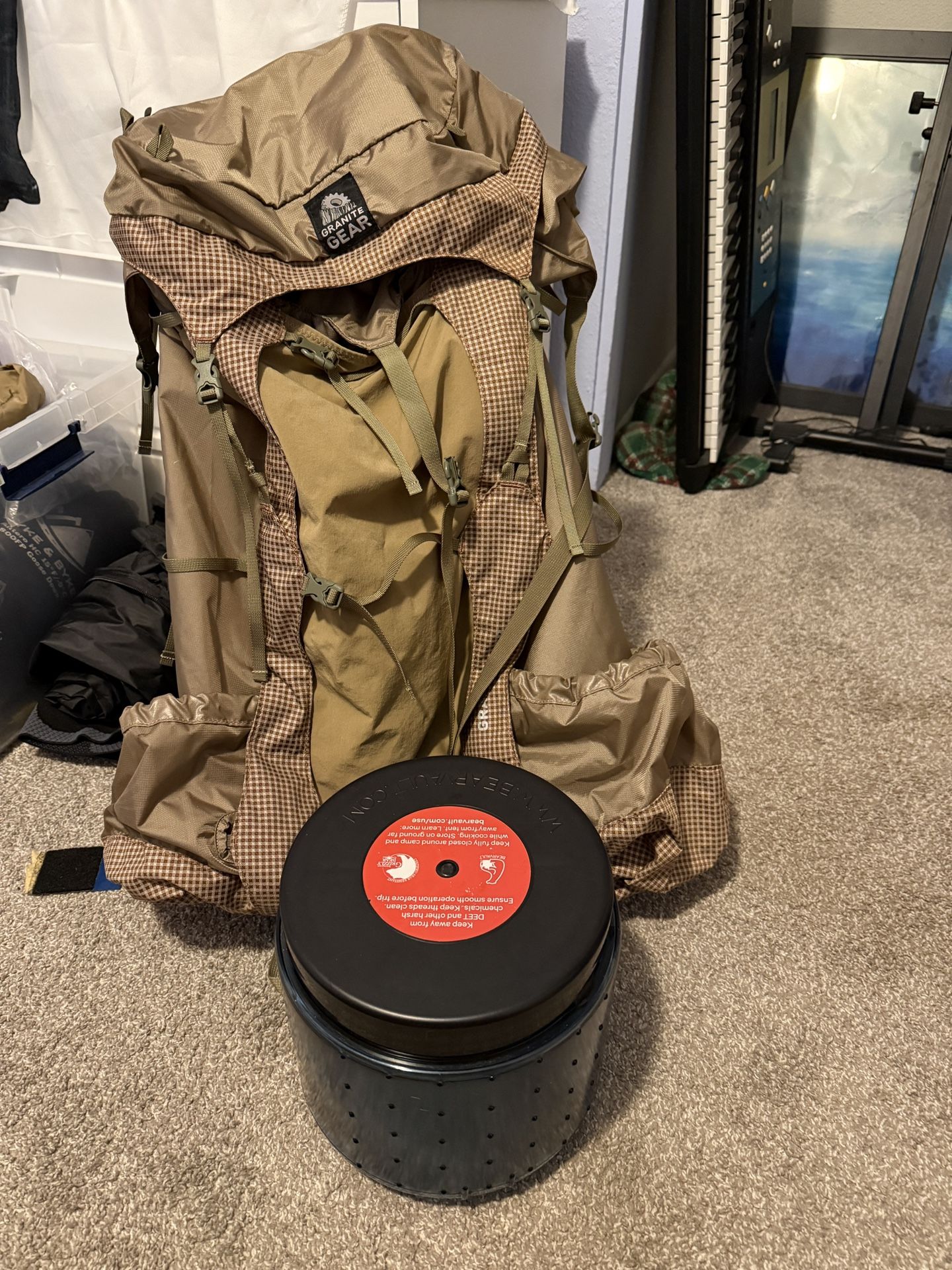 Backpacking Backpack And Bear Canister