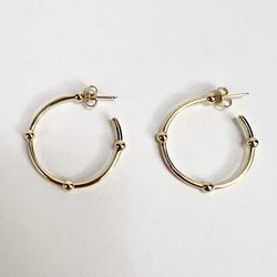 Tiffany and Co 18k 750 Yellow Gold Large Rondelle Ball Hoop Earrings