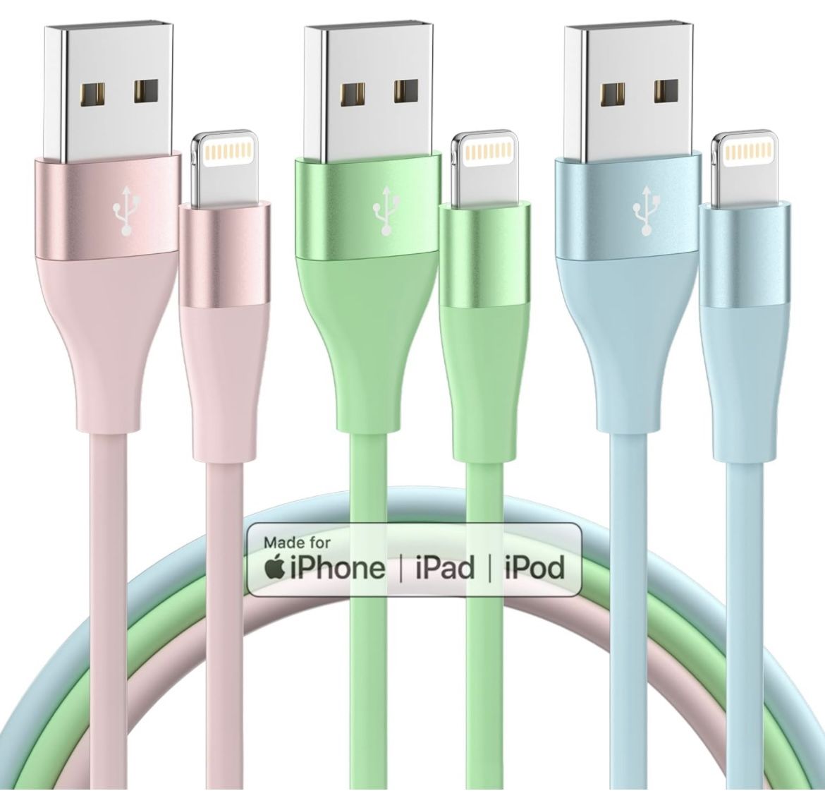New In Box iPhone Charger 3Pack Lightning Cable 10 FT Fast Charging Apple MFi Certified