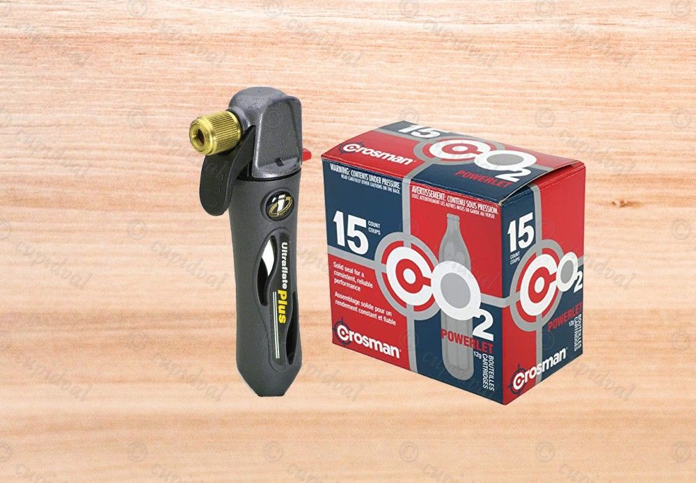 GENUINE INNOVATIONS ULTRAFLATE PLUS BIKE TIRE INFLATOR & CO2 CARTRIDGES