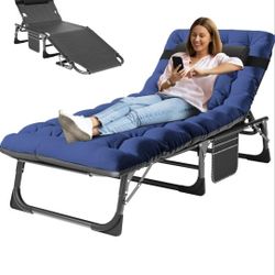 Folding Chaise Lounge Chair 5-Position, Folding Cot,