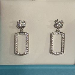 Earrings, Moissanite-vs, 1ct White Gold Filled w/out Box