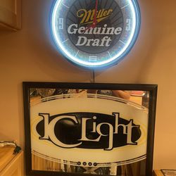 Beer Clock And Beer Sign/mirror