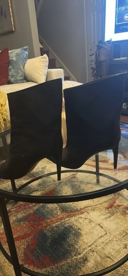 Express Croc-Embossed Pointed Toe Stiletto Boots