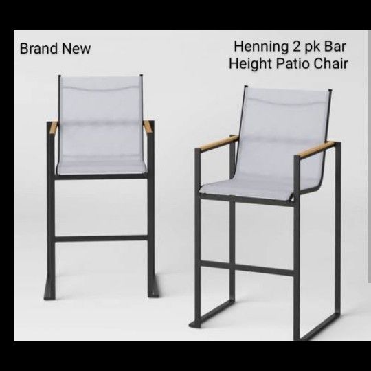 Brand New Hennings 2 Pk Bar Height Patio Chair