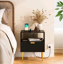 Brand New Masupu Nightstand - Modern Bedside End Table with Storage (Fully Assembled)
