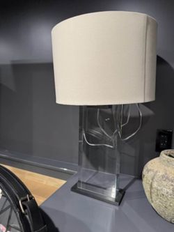 Modern Acrylic Table Lamp with Fabric Shade From RESTORATION HARDWARE!