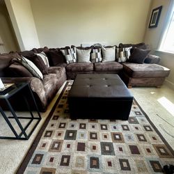 Moving soon preowned Dark Brown  microsuede Sectional and Ottoman