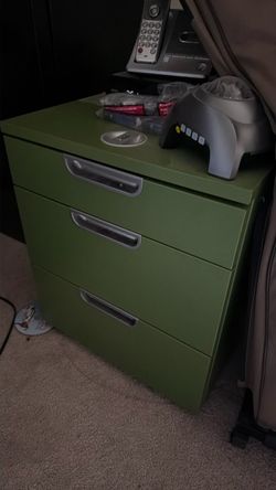Green 3-Drawer with Silver Handles
