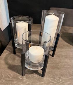 3 Candle & Holders (small, med, tall)