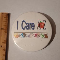 I Care A-Z Apple Children's Hand Print Vintage Collectible Lapel Pin Pinback A-2