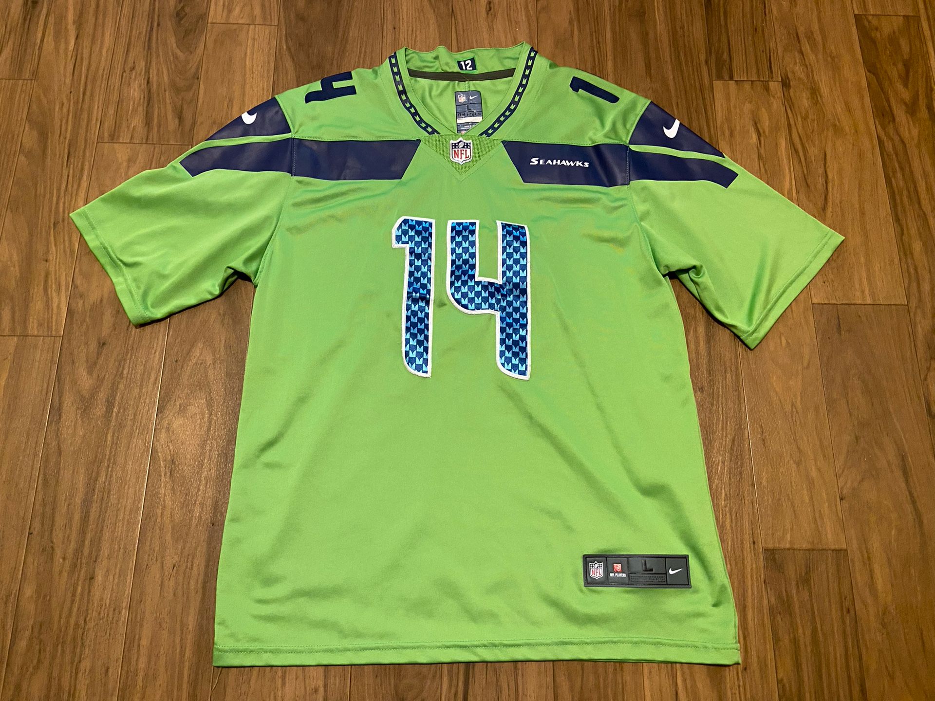 Seattle Seahawks Color Rush Jersey / Large #14 Metcalf 