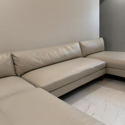 Like New! Beige Faux Leather Living Room Set