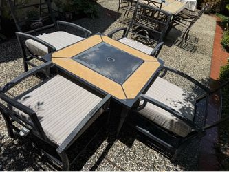 4 Chairs and tables  , convert in fire pit
