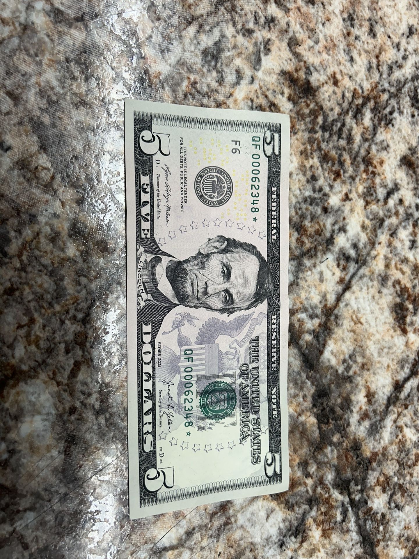5$ Star Note - Low Serial Number - Rare * Bank Note