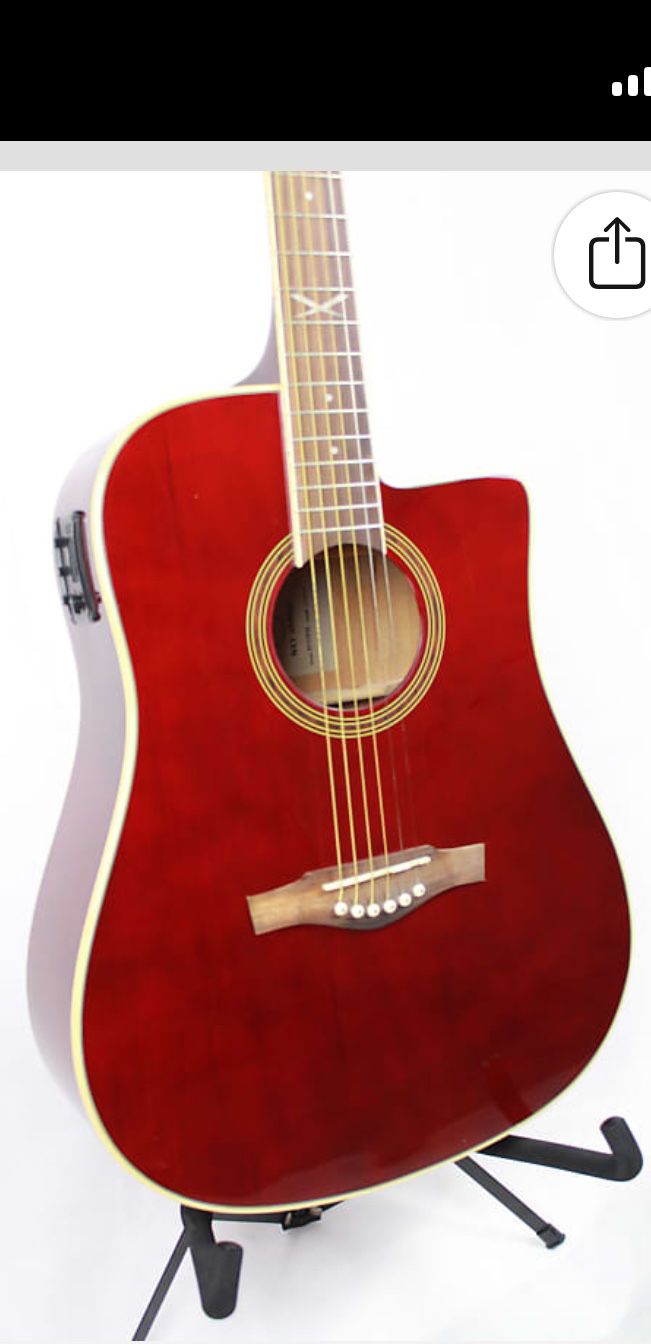 EKO ITALIAN DESIGNED ACOUSTIC ELECTRIC GUITAR WITH BUILT IN TUNER VOLUME AND BASS