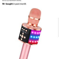 New Karaoke Microphone for Kids & Adults - Bluetooth Microphones Singing Mic with Disco Lights, Echo Effect, Built-in Speaker Portable Karaoke Player 