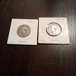 1925 P And 1929 Standing Liberty Quarter Dollar 