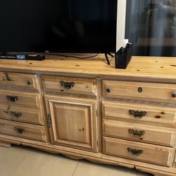 Solid Wood Pine Bedroom Set – Dresser + Tall Armoire / Media Cabinet