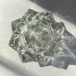 Double Star Flower Glass Candle Holder 