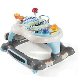 3-in-1 Activity Walker and Rocker with Jumping Board Feeding Tray, Interactive Toy Tray for Toddlers 