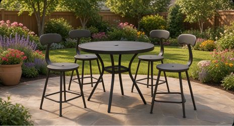 Patio dining table with 4 chairs. ( Metal )