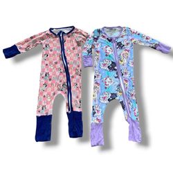 Bluebonnet Bamboo Co. Zipper Romper Lot | Bluey & Aristocats Marie | 6-12M