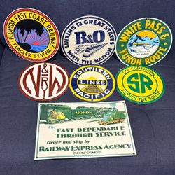 Lot of 7 • Vintage Railroad Porcelain Enamel Sign Collection • Ande Rooney