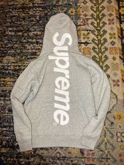 Grey and white supreme hoodie size small