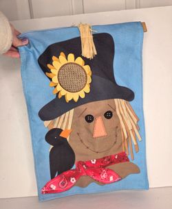 Fall Scarecrow Decorative Garden Flag Sunflower Red Bandana Crow Thanksgiving